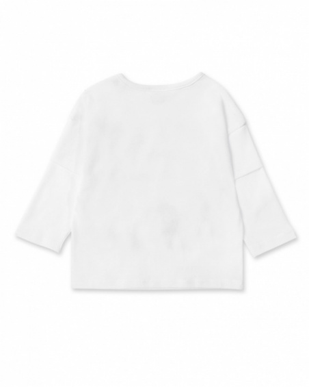 T-shirt lunga da bambino in maglia bianca collezione Banana