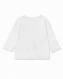 T-shirt lunga da bambino in maglia bianca collezione Banana