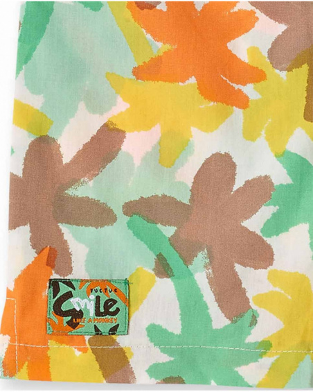 Camicia da bambino in popeline verde stampato collezione Banana