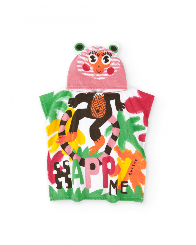 Asciugamano poncho rosa da bambina collezione Banana Records