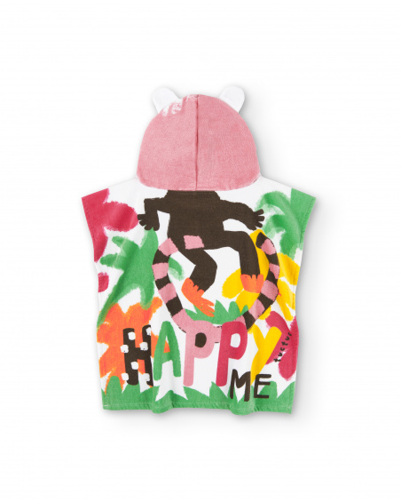 Asciugamano poncho rosa da bambina collezione Banana Records