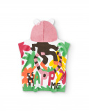 Asciugamano poncho rosa da bambina collezione Banana Records