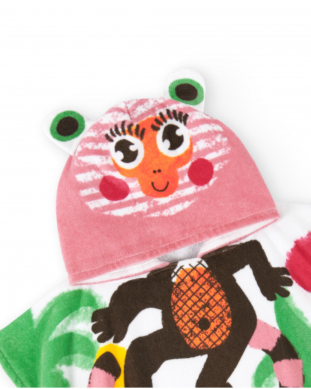 Asciugamano poncho rosa da bambina collezione Banana Records