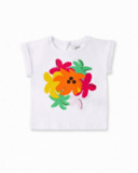 T-shirt bianca in maglia da bambina collezione Banana Records