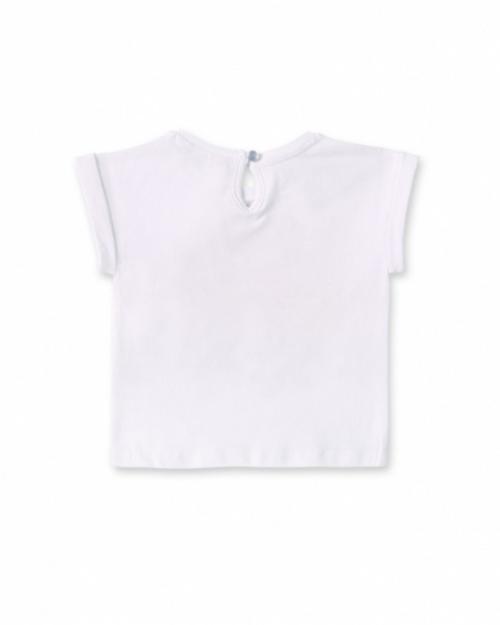 T-shirt bianca in maglia da bambina collezione Banana Records