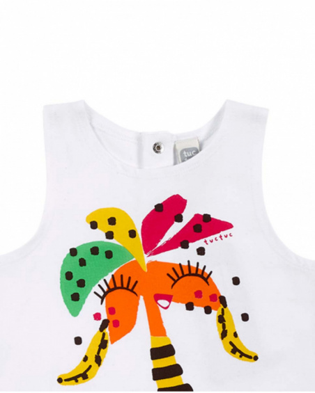 Canotta bianca da bambina in maglia collezione Banana Records