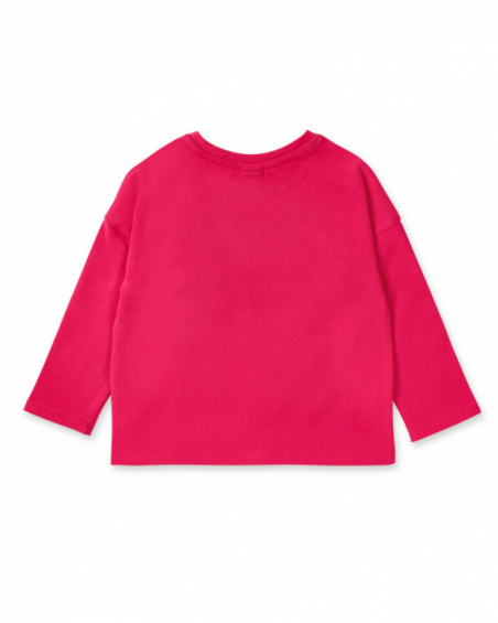 T-shirt fucsia lavorata a maglia da bambina collezione Banana