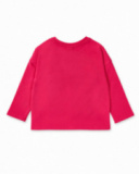 T-shirt fucsia lavorata a maglia da bambina collezione Banana
