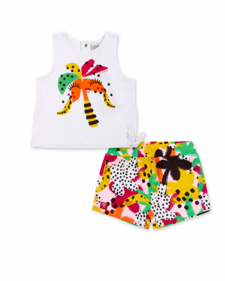 Completo in maglia bianco da bambina collezione Banana Records