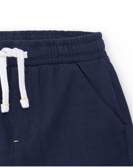 Bermuda da bambino in maglia blu navy Collezione Sons Of Fun