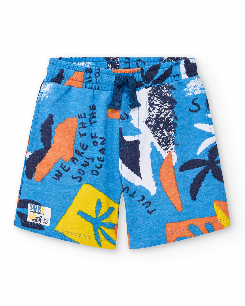 Bermuda da bambino in peluche blu Collezione Sons Of Fun