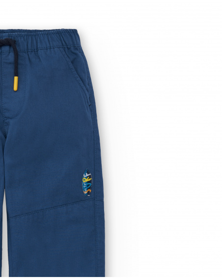 Pantaloni in twill blu da ragazzo Collezione Sons Of Fun