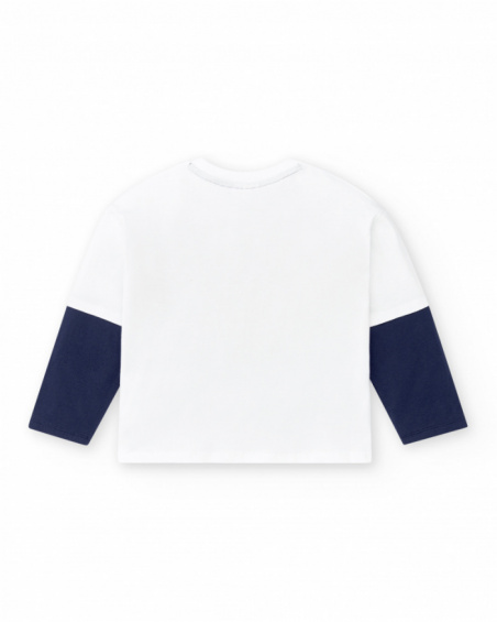 T-shirt lunga da bambino in maglia bianca Collezione Sons Of Fun