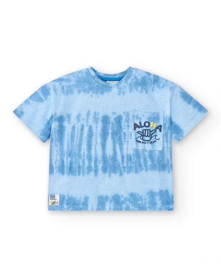 T-shirt blu lavorata a maglia da bambino Collezione Sons Of Fun