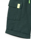 Bermuda da bambino in peluche verde Collezione Savage Spirit