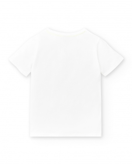 T-shirt bianca da bambino in maglia Collezione Savage Spirit