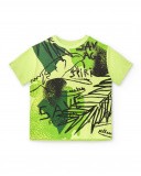 T-shirt in maglia verde lime da bambino Collezione Savage Spirit
