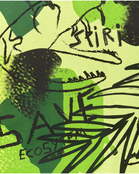 T-shirt in maglia verde lime da bambino Collezione Savage Spirit