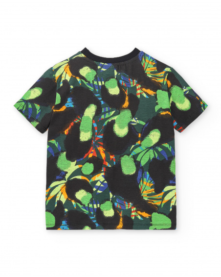 T-shirt da bambino in maglia verde tascabile Collezione Savage