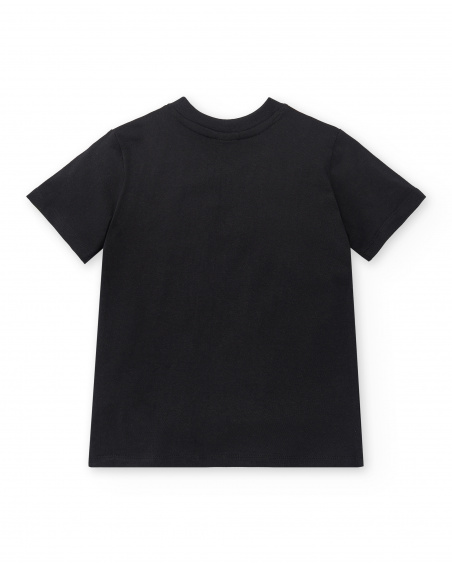 T-shirt nera in maglia da bambino Collezione Savage Spirit