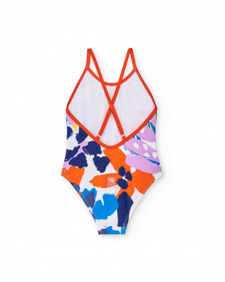 Costume da bagno bianco da bambina Collezione Rockin The Jungle