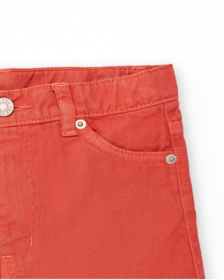 Shorts in denim rosso da bambina Collezione Rockin The Jungle