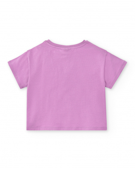 T-shirt lilla lavorata a maglia da bambina Collezione Rockin