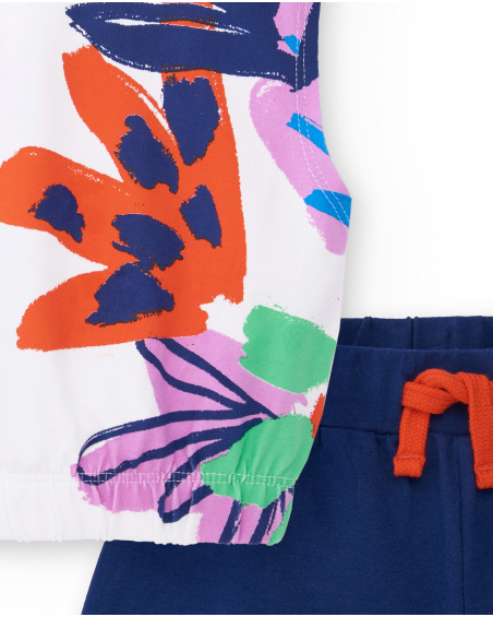 Completo in maglia bianco navy da bambina Collezione Rockin The