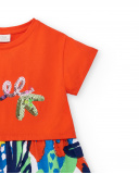 Abito rosso in maglia stampato da bambina Collezione Rockin The