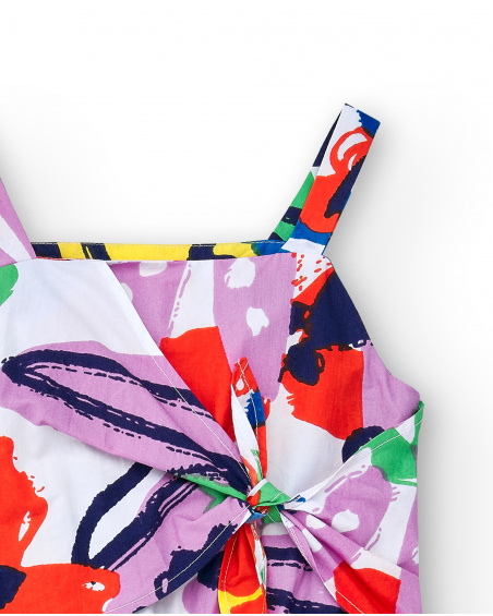 Abito in popeline lilla da bambina Collezione Rockin The Jungle