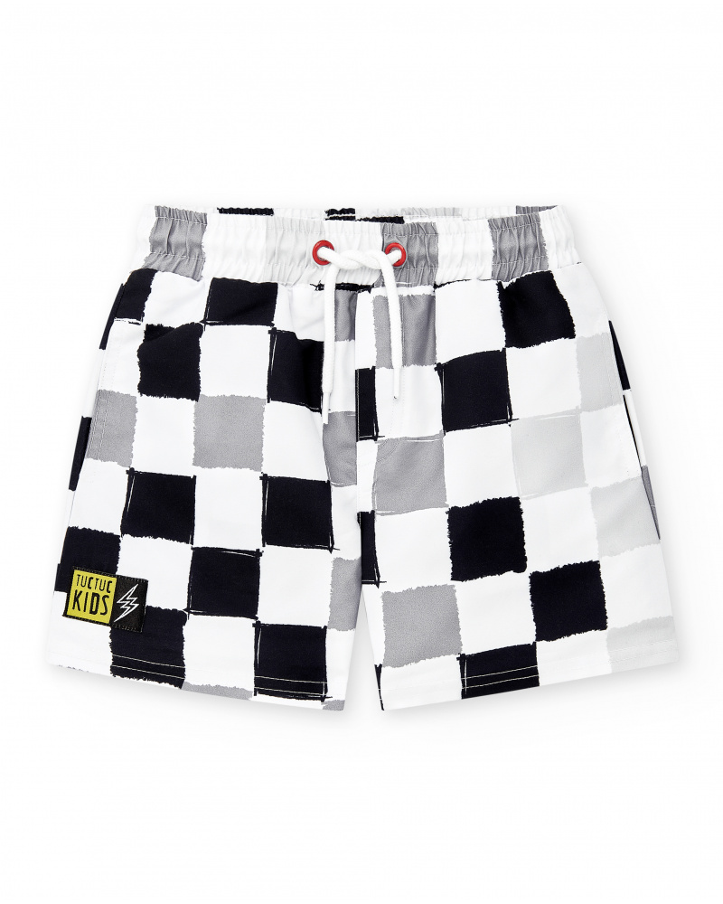 Costume da bagno bermuda bianco da bambino Collezione Race Car