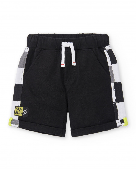 Bermuda da ragazzo in maglia nera Collezione Race Car