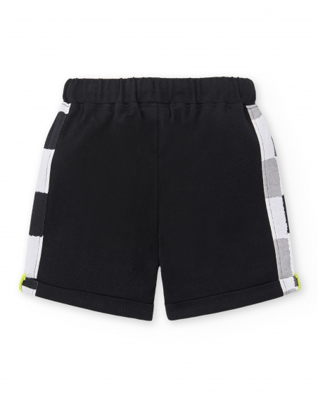 Bermuda da ragazzo in maglia nera Collezione Race Car