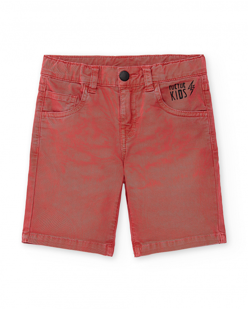 Bermuda da ragazzo in twill rosso Collezione Race Car