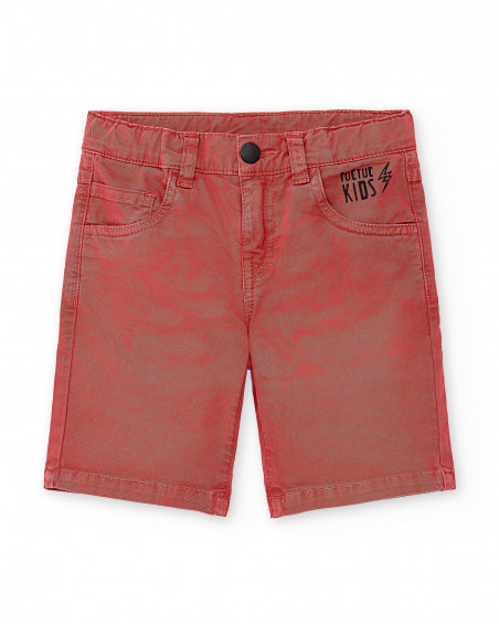 Bermuda da ragazzo in twill rosso Collezione Race Car