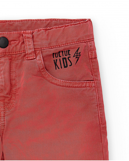 Bermuda da ragazzo in twill rosso Collezione Race Car