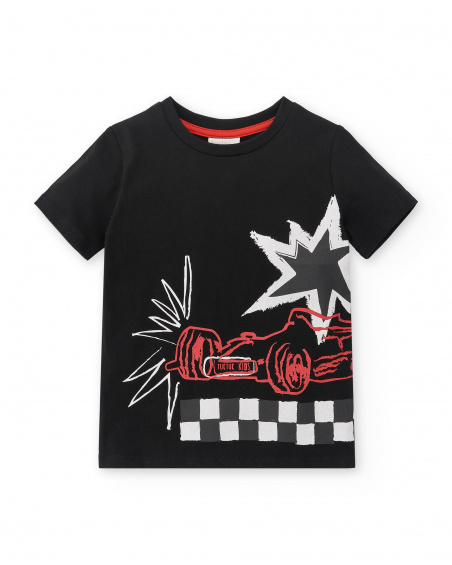 T-shirt nera in maglia da bambino Collezione Race Car