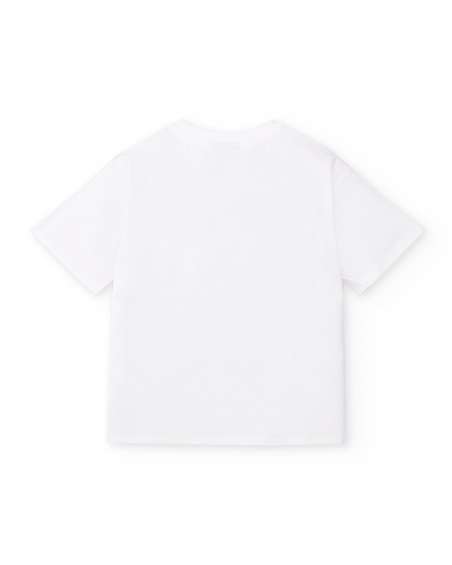 T-shirt bianca da bambino in maglia Collezione Race Car