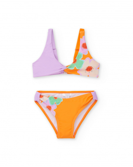 Bikini arancione lilla da bambina Collezione Paradise Beach