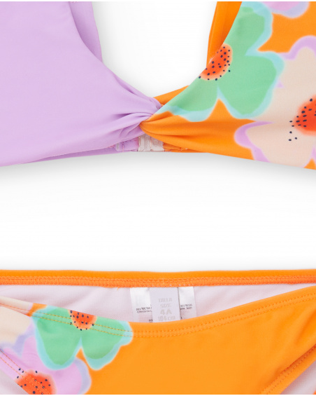 Bikini arancione lilla da bambina Collezione Paradise Beach