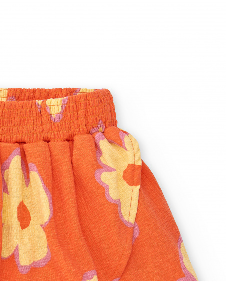 Gonna in maglia arancione da bambina Collezione Paradise Beach