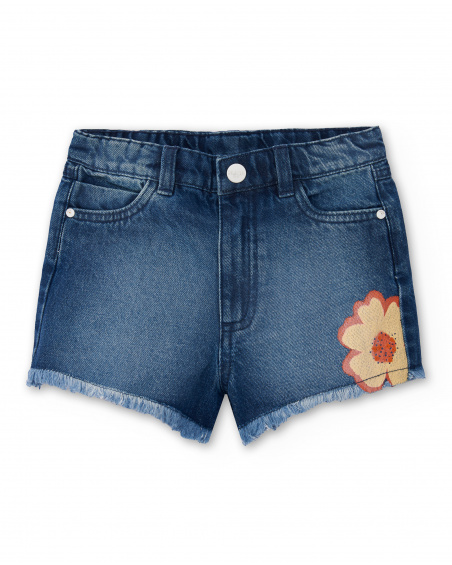 Shorts in denim blu da bambina Collezione Paradise Beach