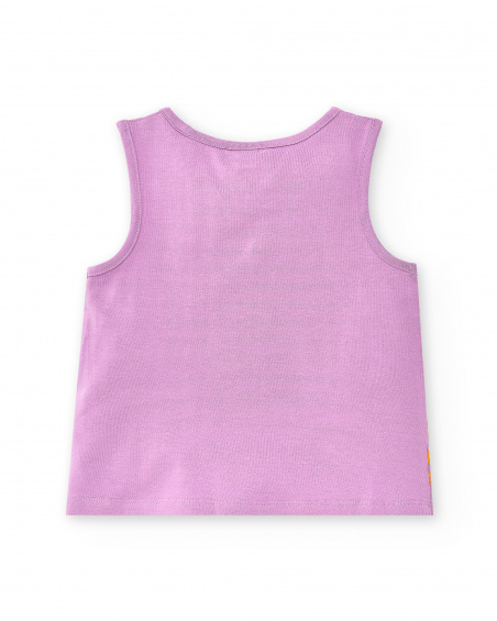 T-shirt lilla lavorata a maglia da bambina Collezione Paradise