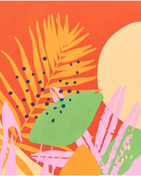 Camiseta punto naranja niña Paradise Beach