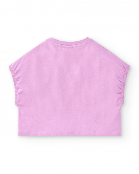 T-shirt top in maglia lilla da bambina Collezione Paradise Beach