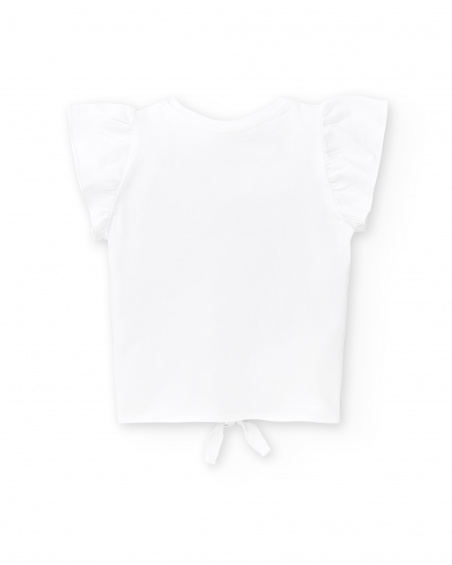 T-shirt bianca in maglia da bambina Collezione Paradise Beach
