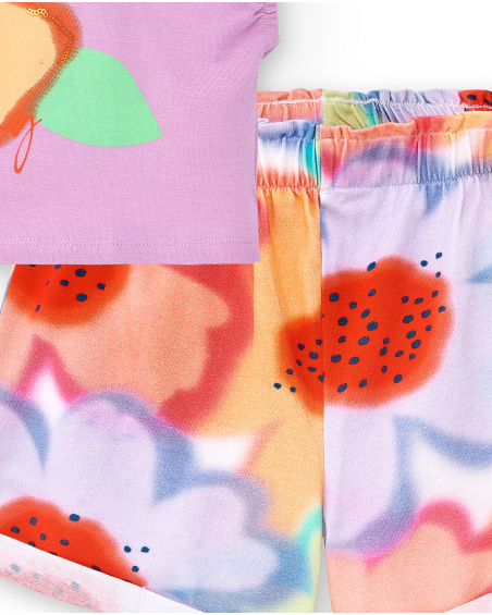 Completo in maglia lilla da bambina Collezione Paradise Beach