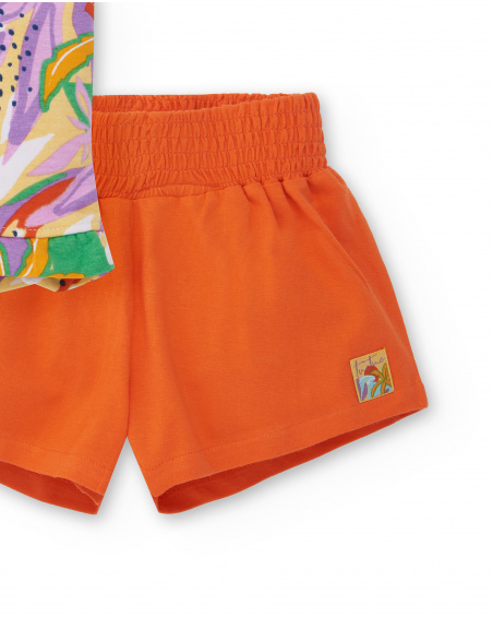 Completo arancione lavorato a maglia da bambina Collezione