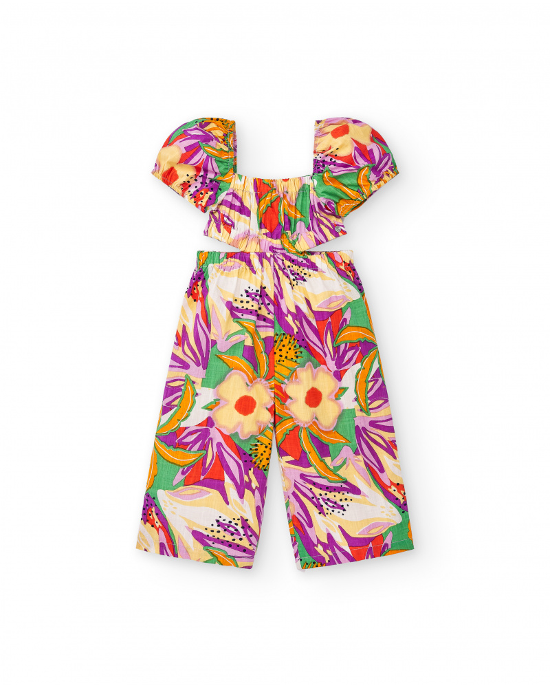 Tuta in popeline arancione da bambina Collezione Paradise Beach