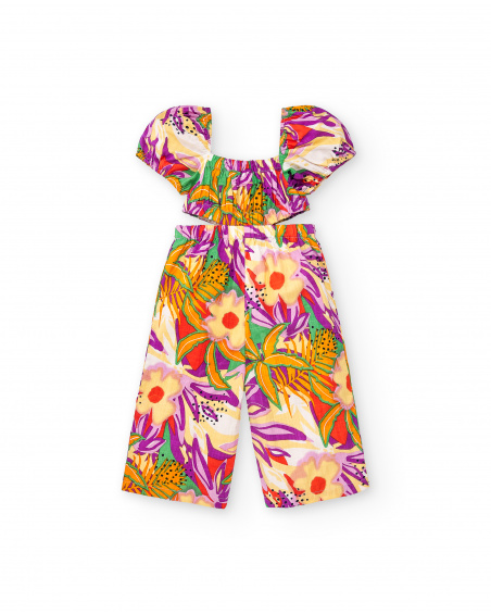 Tuta in popeline arancione da bambina Collezione Paradise Beach